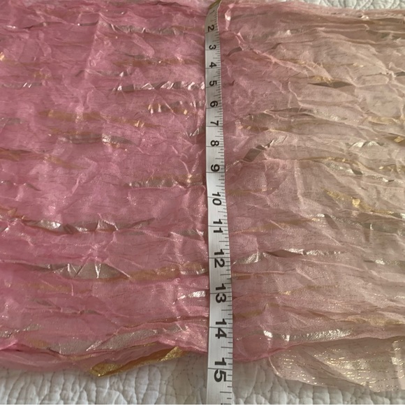 Vintage Sheer shiny scarf pink and gold tones - Picture 5 of 6